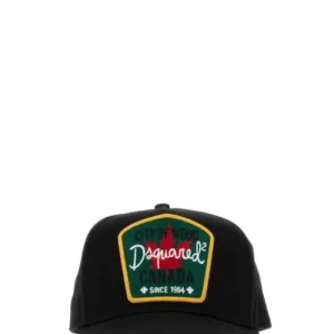 DSQUARED Black gabardine baseball cap