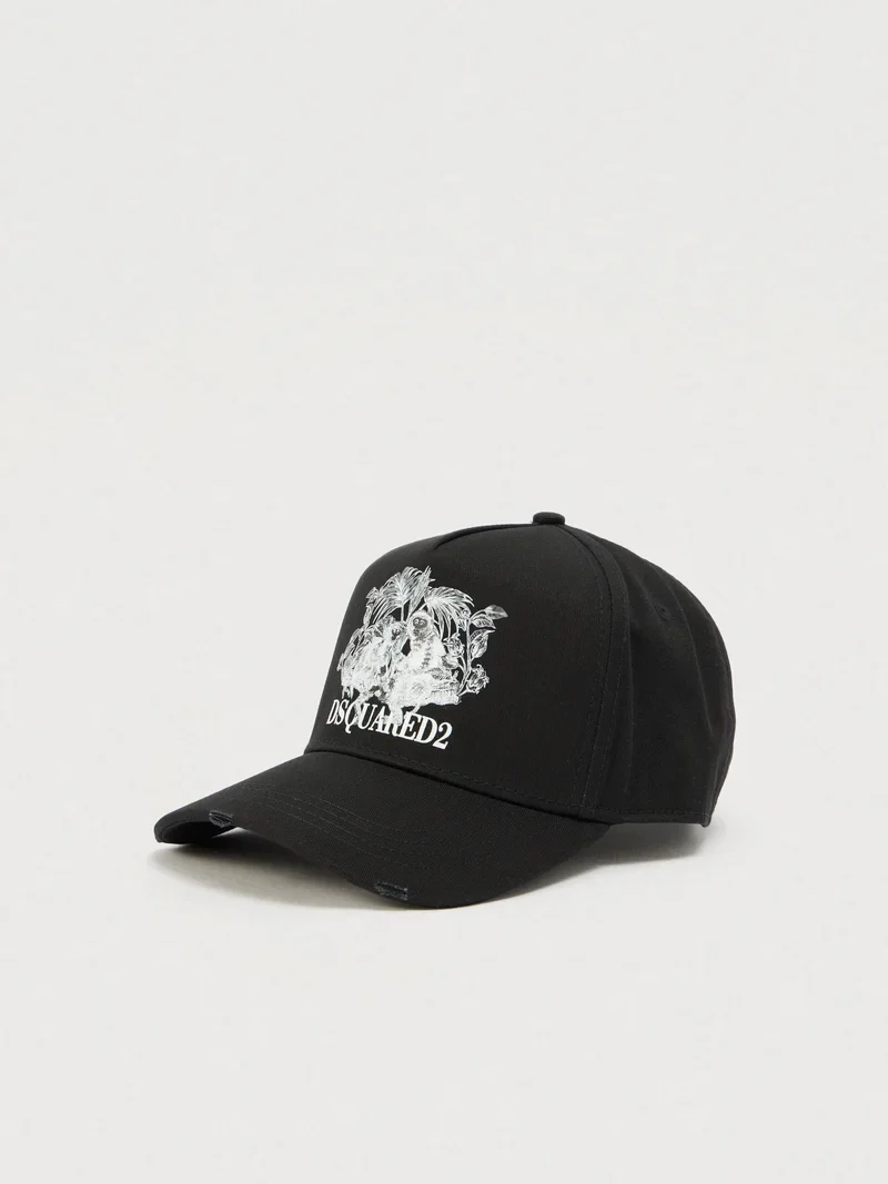DSQUARED2 Logo-Print Distressed Baseball Cap
